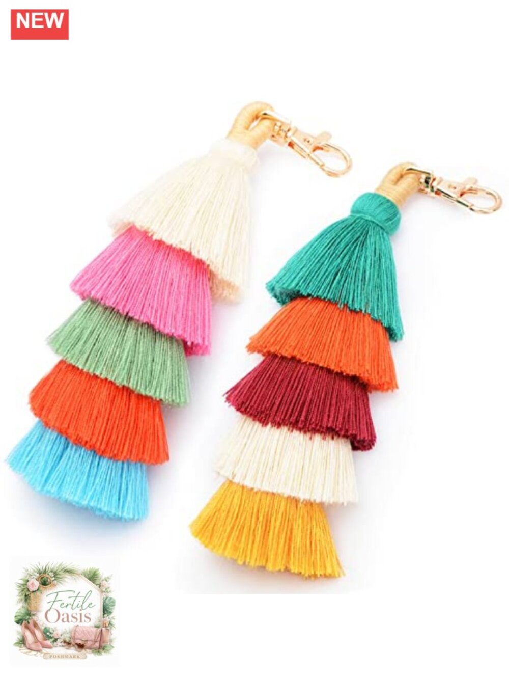 Boho Cotton Tassel Keychain Charm, Pom Pom Bag Decoration, Keyring for Women